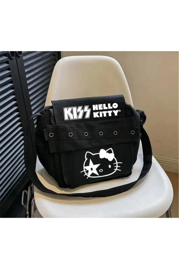 حقيبة ماسنجر مطبوعة من MODESSY Kiss X Hello Kitty RocknRoll Partnership