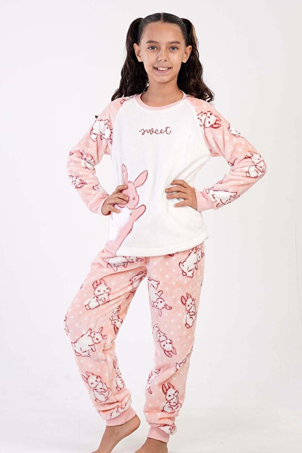Girl's Long Sleeve Welsoft Pink Pajama Suit C9T2N0O403
