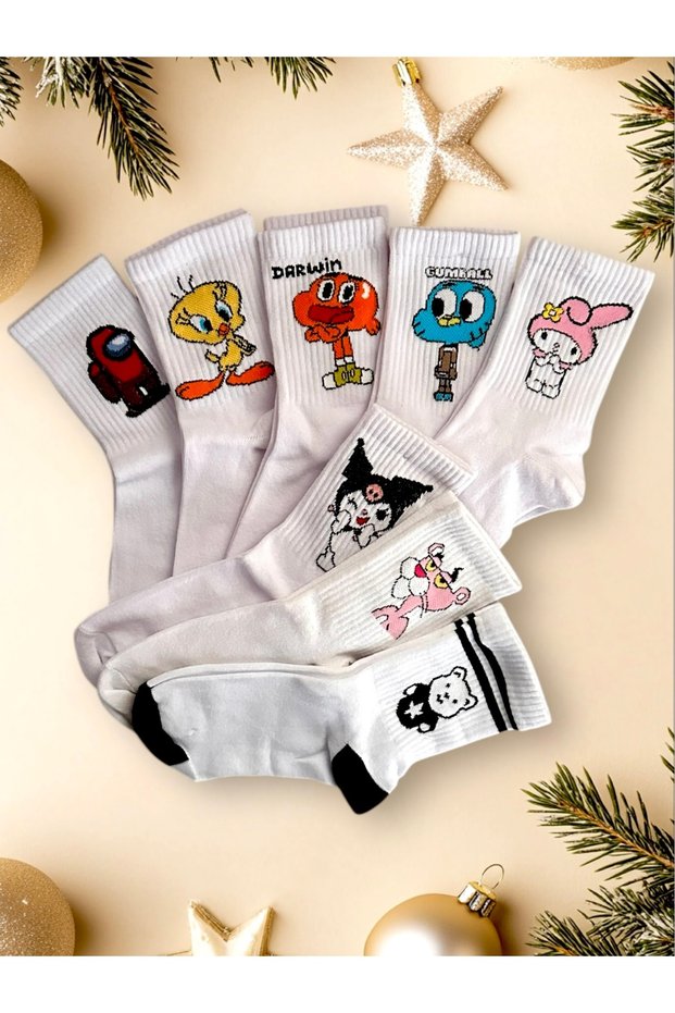 Unisex 8-Piece Series Cute Cheerful College Tennis Socks