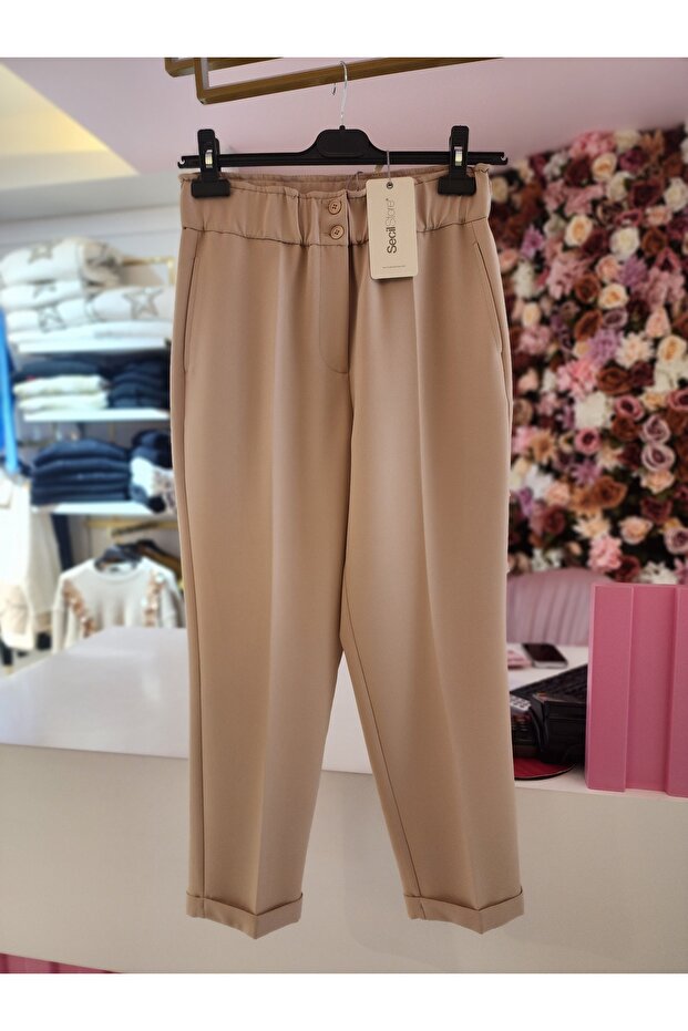 Seçil krem günlük pantolon - 1