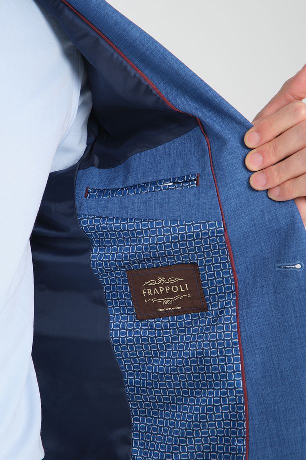 Nipoye Erkek Mavi Tam Astarlı Mono Yaka Slim Fit Spor Blazer Ceket - 3