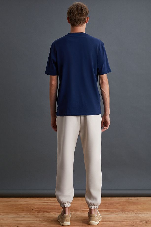 Solo Erkek %100 Organik Pamuklu Kalın Dokulu Comfort Fit Bisiklet Yakalı Lacivert T-shirt - 5