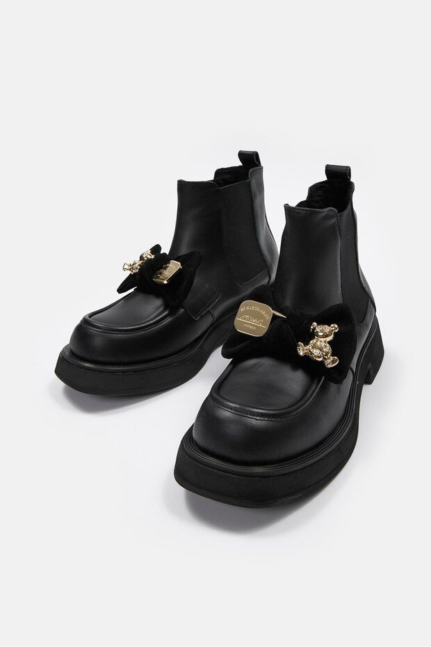 Teddy Siyah Hakiki Deri Kadın Bot - 6