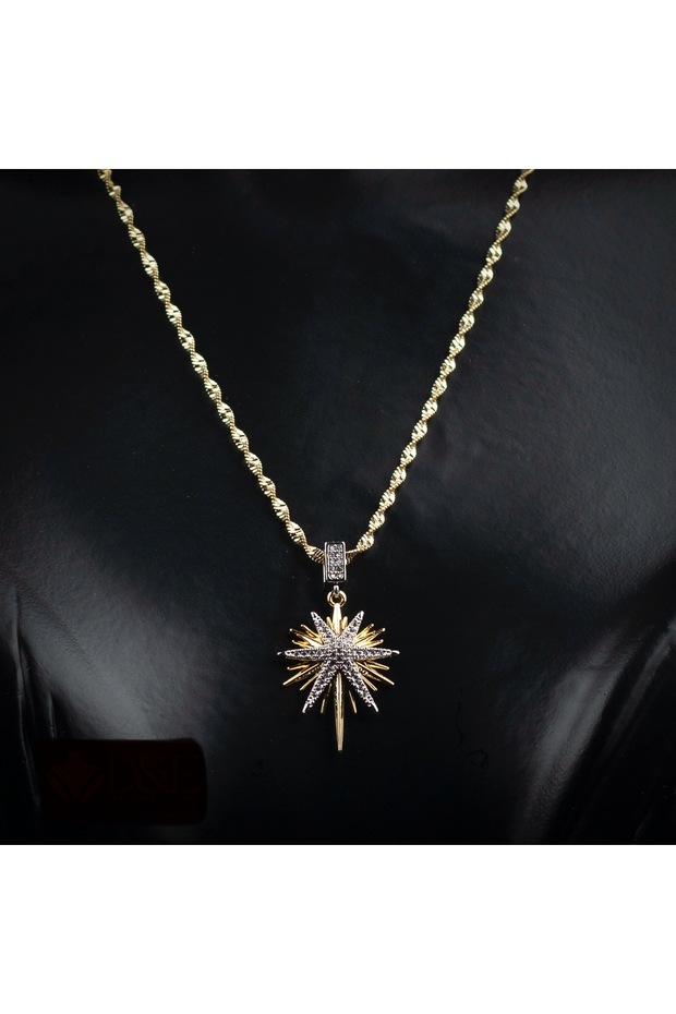 Stainless Steel Necklace with North Star Detail