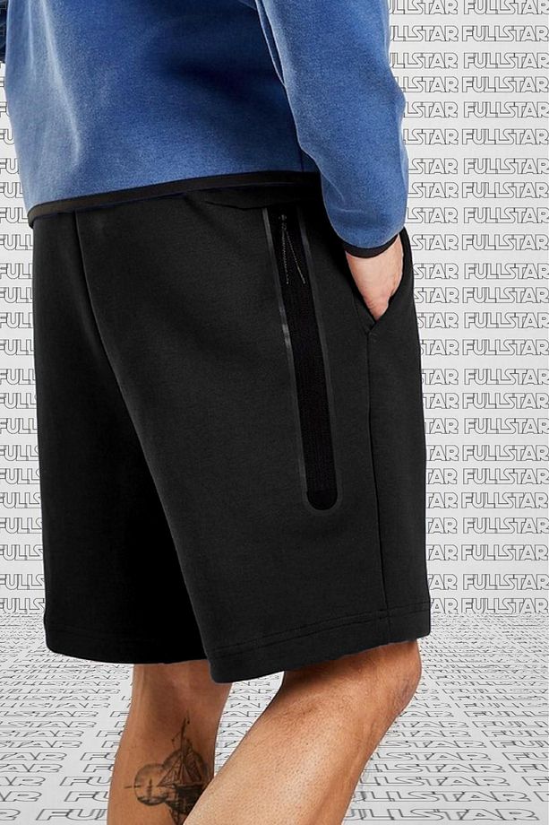 Tech Fleece Unisex Black Shorts Pamuk Polyester Erkek Şort Siyah - 2