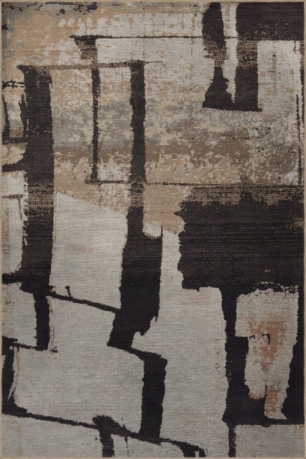 Black Beige Themed Abstract Abstract Patterned Creative Modern Decorative Carpet 3006
