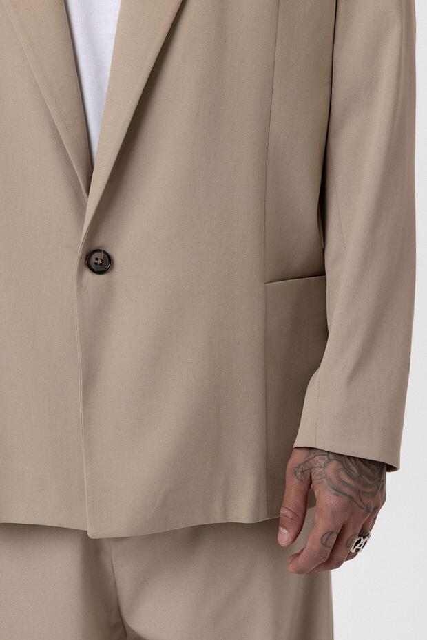 Oversize Blazer Ceket Bej - 8