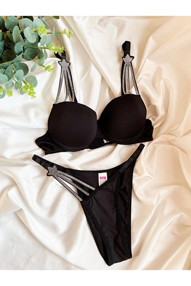 Star Model Padded Bra and Panty Set - Bralet Set