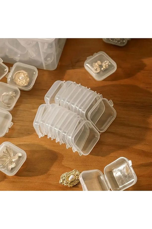 5 Adet Mini Şeffaf Plastik Altın Takı Mücevher Kolye Yüzük Küpe Saklama Kutusu - 3