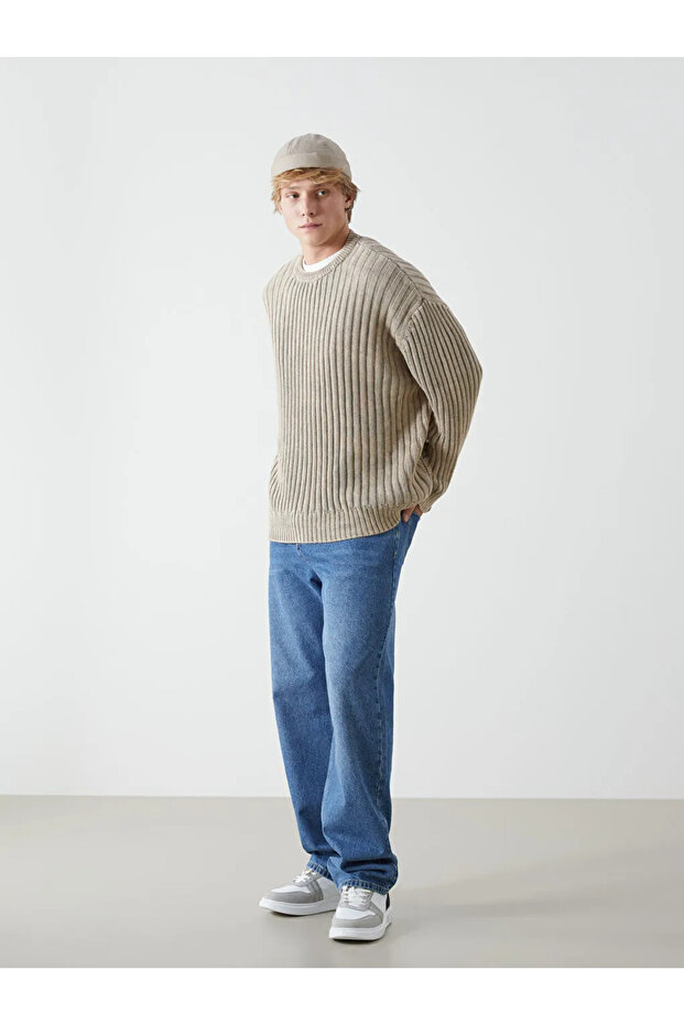 XSIDE Bej Bisiklet Yaka Uzun Kollu Erkek Triko Kazak - 2