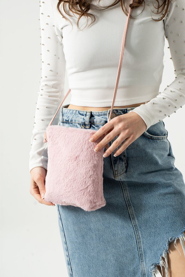 Mini Single Sleeve Women's Handbag with Plush Strap