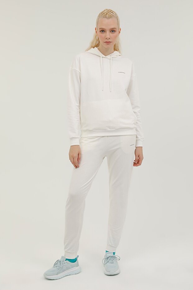 W-sn80 Basic Kapşonlu 2'li Ekru Kadın Sweat - 3
