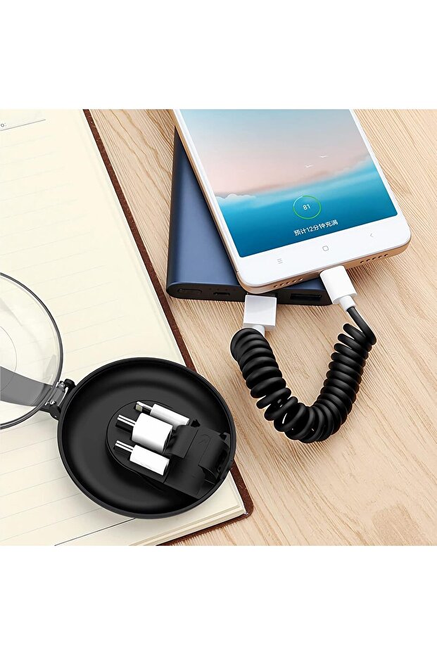 كابل بيانات زنبركي قابل للسحب، كابل شحن محمول متعدد الرؤوس من النوع C - 3