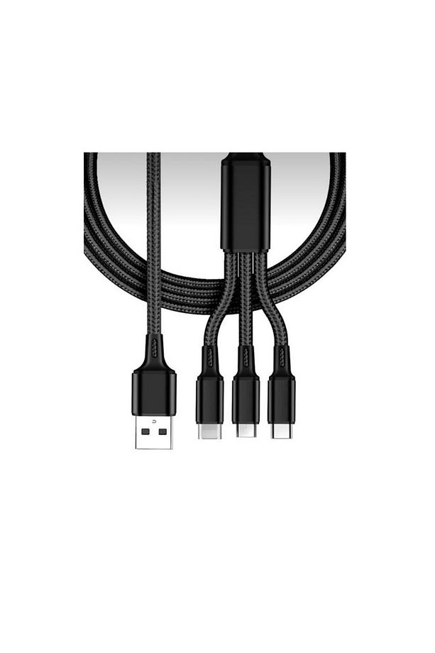 3 In 1 Hızlı Şarj Özellikli Sağlam Kaliteli Şaj Kablosu Lightning - Type C - Micro - 6