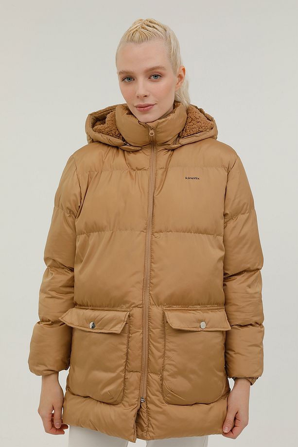 W-bella Coat 2pr Camel Kadın Uzun Kaban - 6