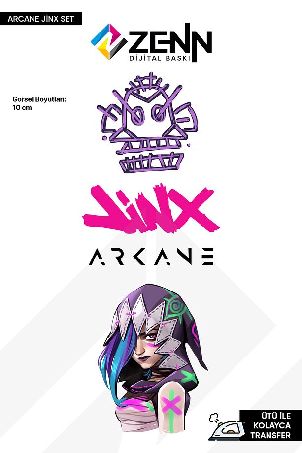 Arcane Jinx Set Ütü İle Yapışan Dtf Baskı - 1