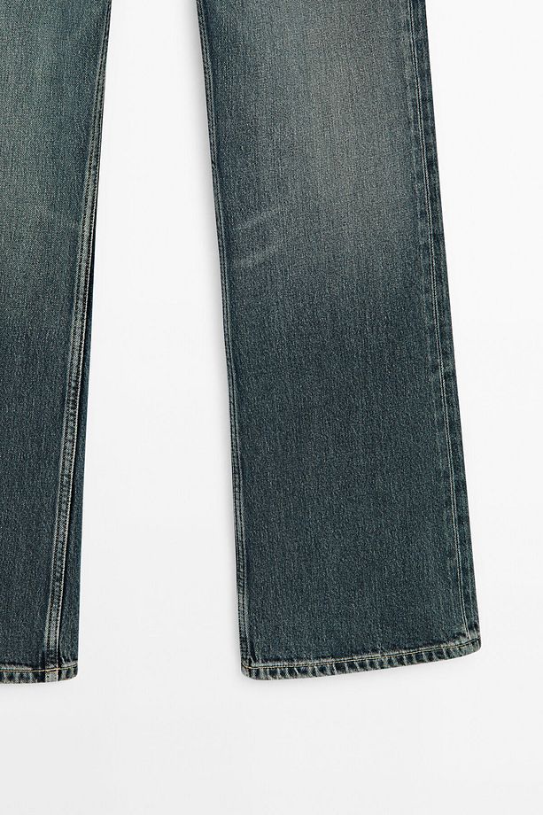 Yüksek bel çizme paça pamuk karışımı kot pantolon - 8
