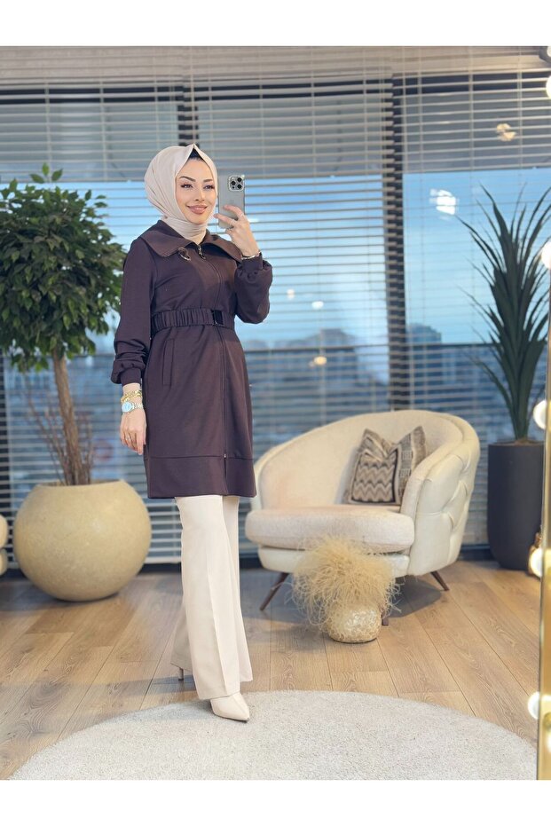 Two Yarn Front Zip Collar Jacket - 1