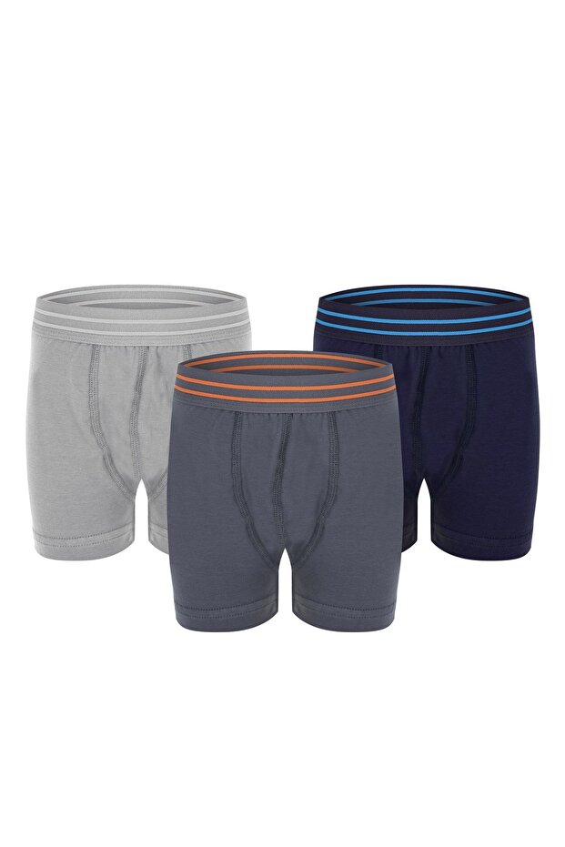 Erdem Grimelange-أسود-أبيض 3'lü Erkekler'boy Elastane Boxer 3363