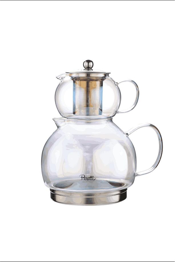 Diego Luster Indüksiyon Tabanlı Borosilikat Cam Çaydanlık Takımı 500 ml Demlik 1800 ml Suluk - 5