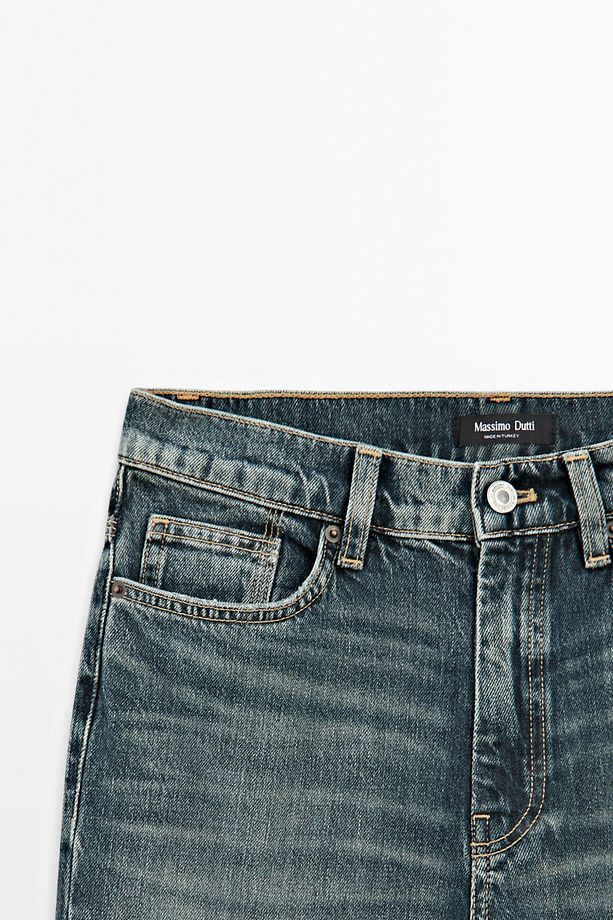 Yüksek bel çizme paça pamuk karışımı kot pantolon - 6