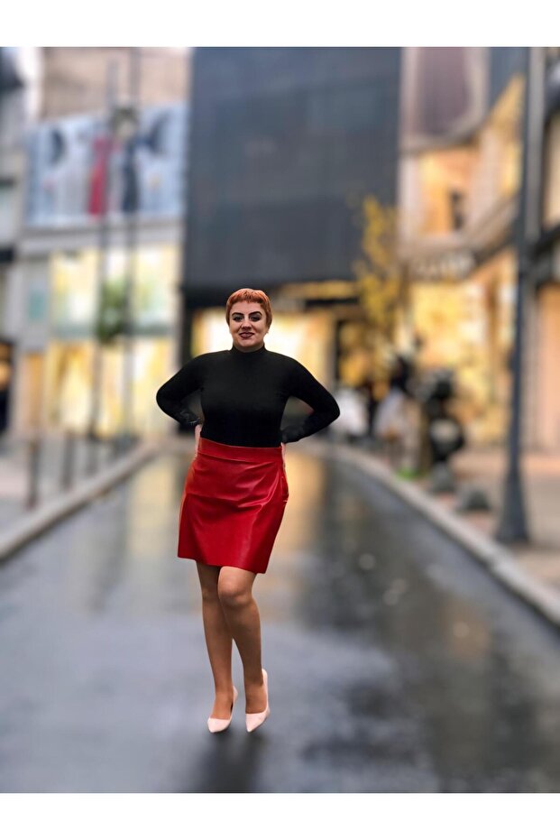 Deri mini şortlu etek - 2