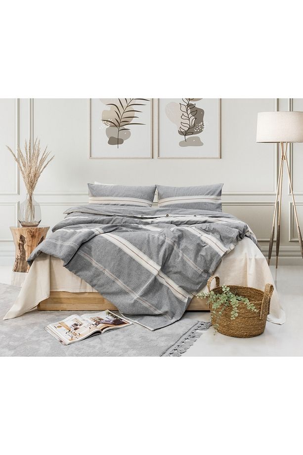 Perfect Sleep - İpliği Boyalı  -  Çift Kişilik Nevresim Takımı - Naturel  - Pamuk - 5