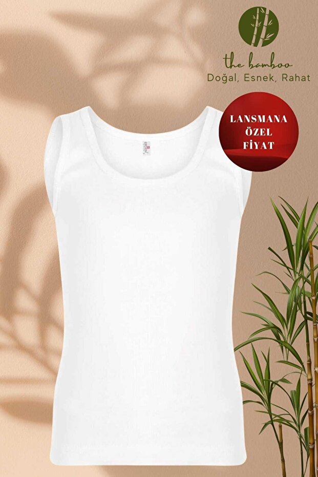 Weweus White Male Child Superfine Natural Bamboo Luxury Undershirt 3049
