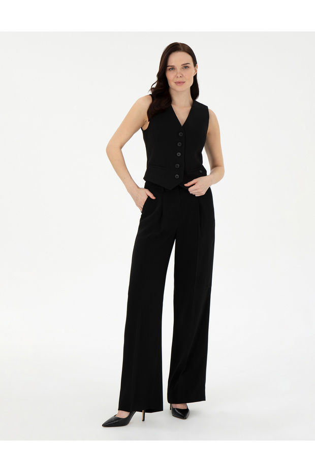 Black Palazzo Fabric Trousers 50290384 -Vr046