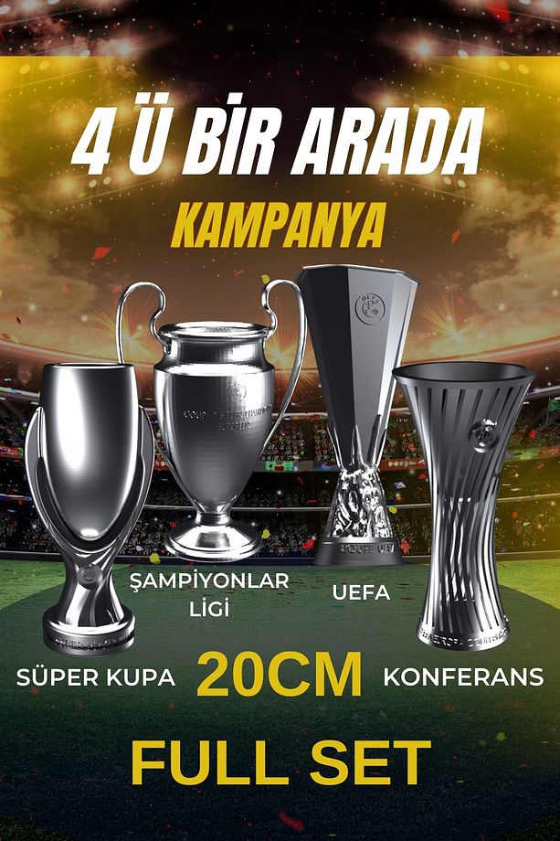 4LÜ FUTBOL KUPASI SETİ UEFA ŞAMPİYONLAR LİGİ KONFERANS VE SÜPER KUPA - 1