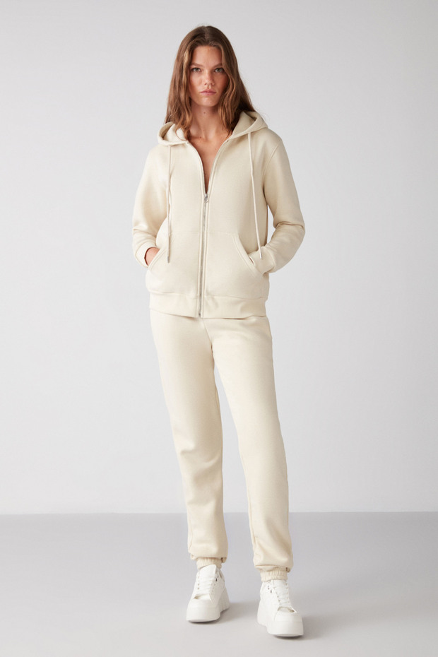 Marıtza Women's - Fleece Relaxed Vanilla Drespants, 100% bawełna organiczna, elastyczna talia i nogawki - 3