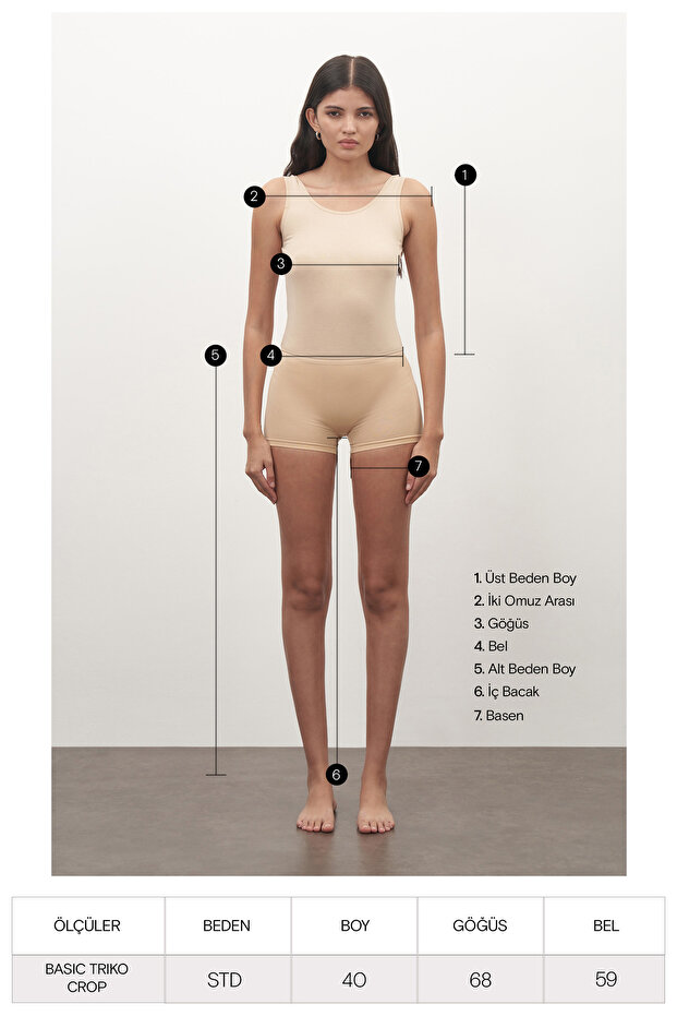Açık Gri Basic Triko Crop - 7