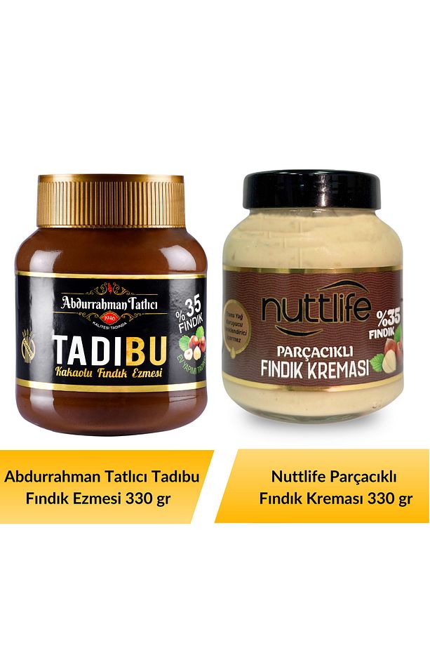 Abdurrahman Tatlıcı Tadıbu 330 gr+ Nuttlife Parçacıklı Fındık Kreması 330 gr - 1