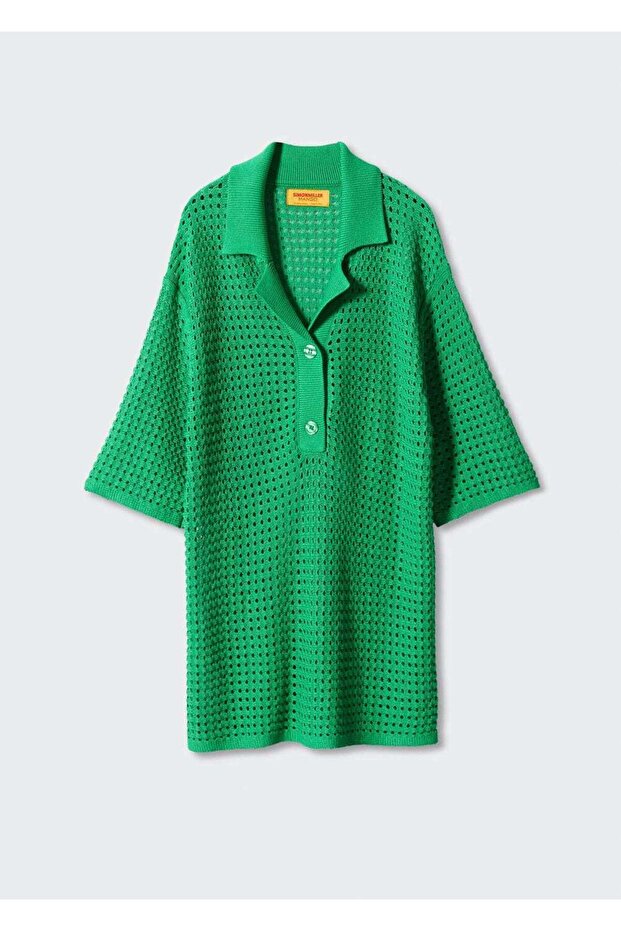 Oversize delikli dokuma polo - 3