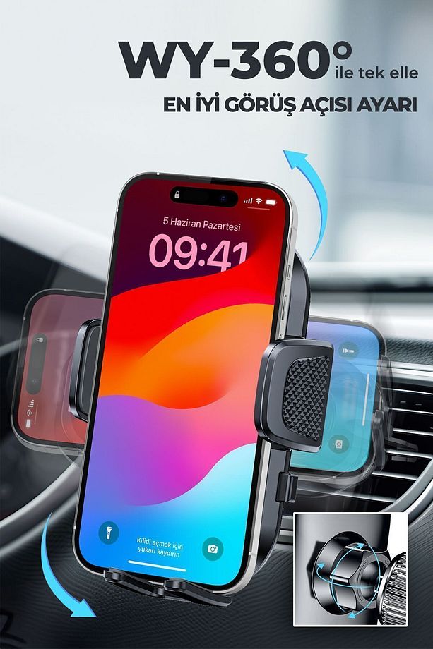 by Deji Kancalı Araç İçi Premium Telefon Tutucu - Araba Telefon Tutacağı Havalandırma İçin - 5