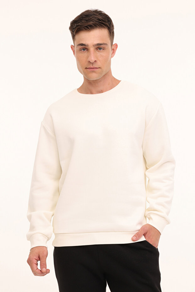 MB SN390 C SW 4PR Ekru Erkek Sweatshirt - 1