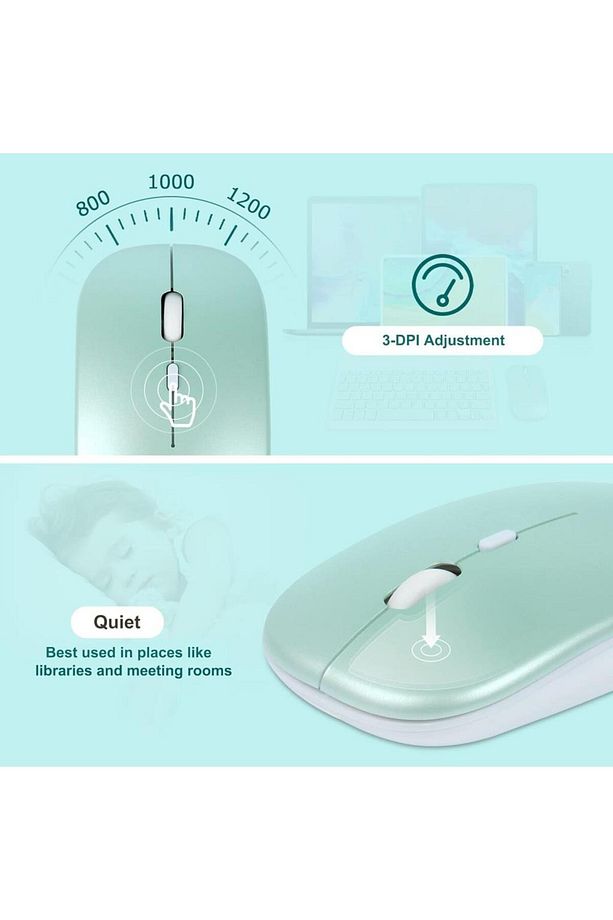 Huawei MatePad SE (2024) 11" Uyumlu Kablosuz Bluetooth Şarj Edilebilir Klavye Mouse Seti - Yeşil - 5
