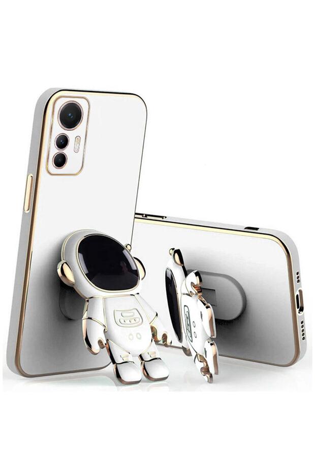 Xiaomi Mi 12 Lite Compatible Case Astronaut Silicone Case with Stand White