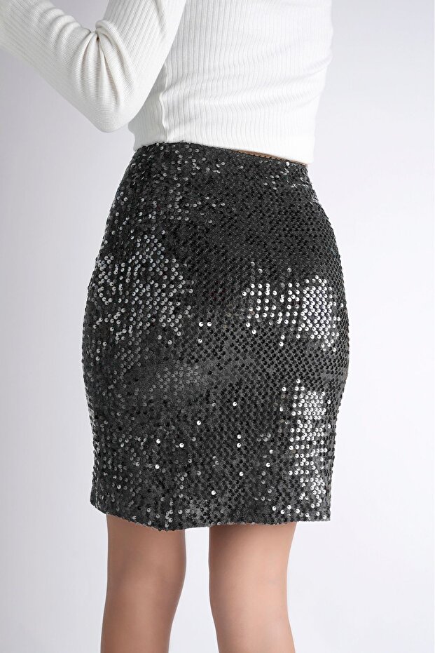 47 Cm 170 Pullu Mini Etek Gri - 6