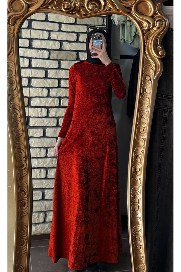 Sade kadife elbise - 2