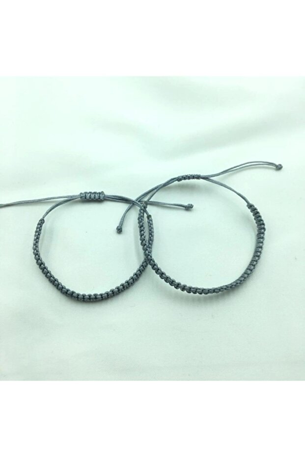 Double Macrame Braided Adjustable Gray Bracelet