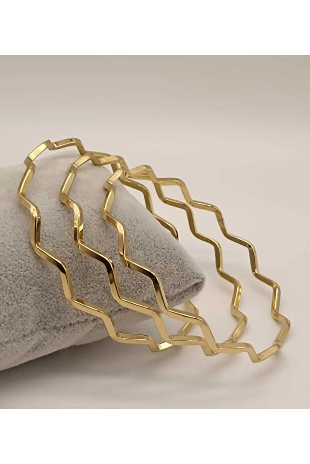 Zigzag Dalgalı Ajda Bilezik 3 Adet - 2