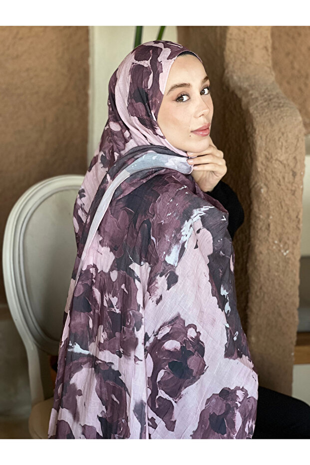 Watercolor Abstract Desen Bambu Şal - 2