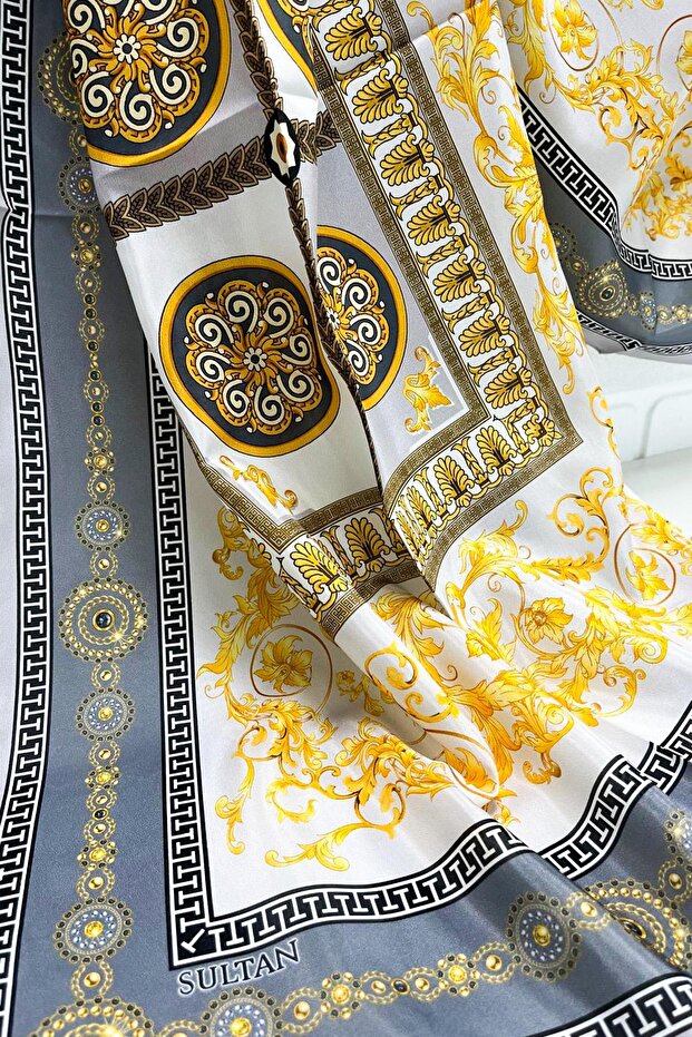 شال حريري - SLT2853-10 - نمط مستورد - رمادي - 4