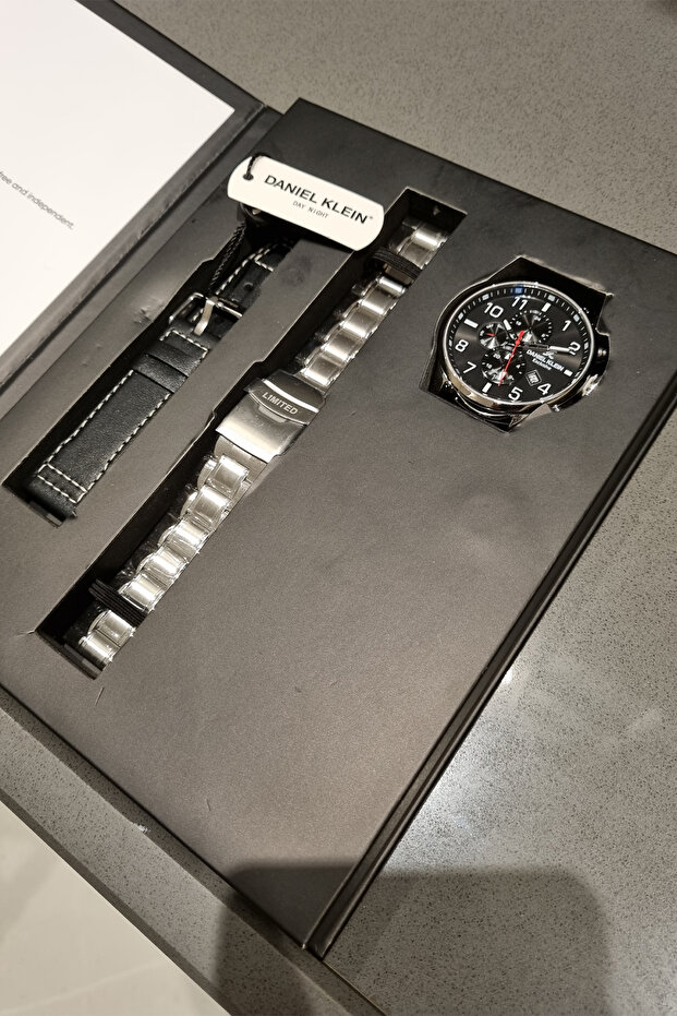 Dani̇el Klein New Model - Chronograph Limited Edition Steel Bracelet/Dark Blue Strap Men's Wrist Watch
