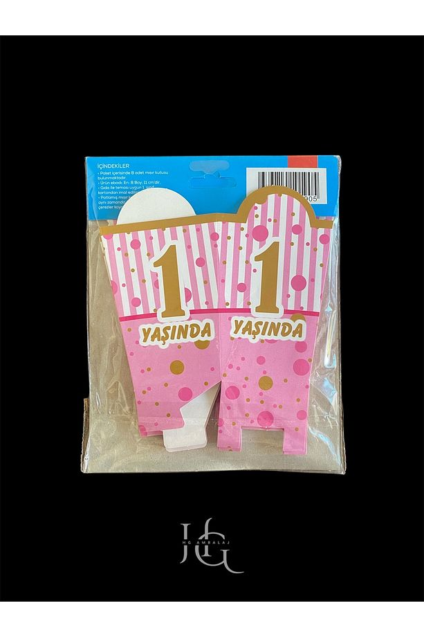 1 Yaş Temalı PopCorn Mısır Kutusu, Patlamış Mısır Kutusu , Küçük Boy, 8 Adet - 5