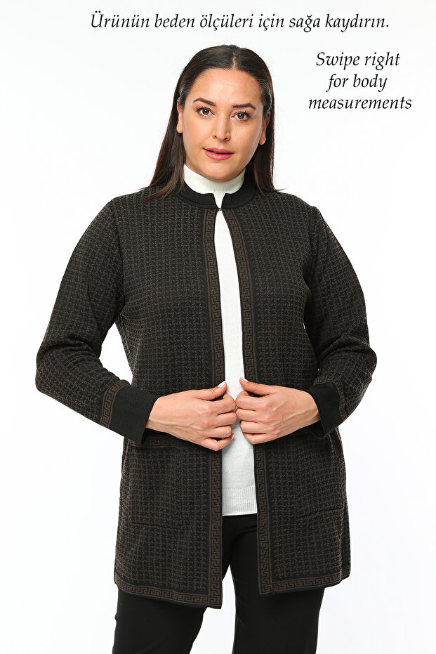 Knitwear Large Size Mother Winter Black Cardigan