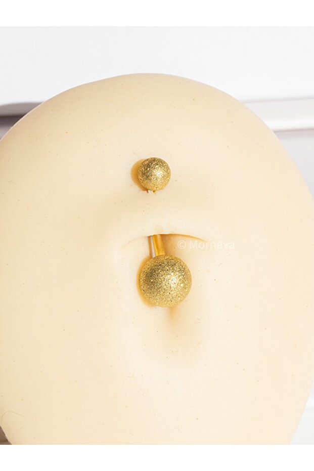 Cerrahi Çelik | Cancanlı Simli Top 10mm Bar Minimal Göbek Belly Piercingi (1 Adet) - 3