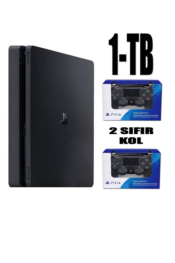 Sony Ps4 1 Tb Slim Kasa 2 Adet Sıfır V2 Kol Teşhir Ürün 12 Ay Garanti - 1