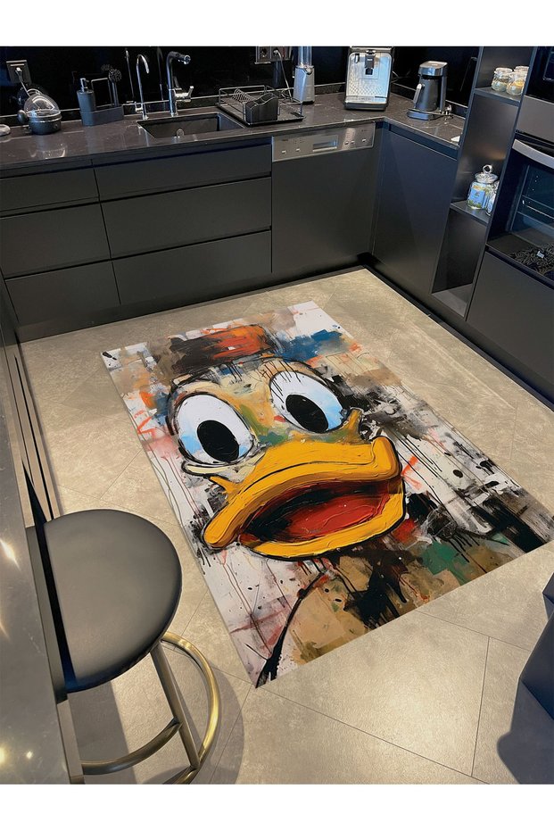 Kemal Collection Multicolored Cartoon Duck Patterned Woven Base Modern Decorative Carpet 43